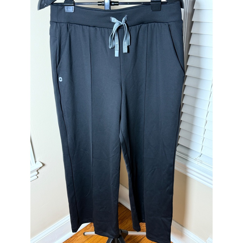 FIGS Off-Shift Wide Leg Scrub Pants Black Petite Large LP Drawstring A05001 NWT